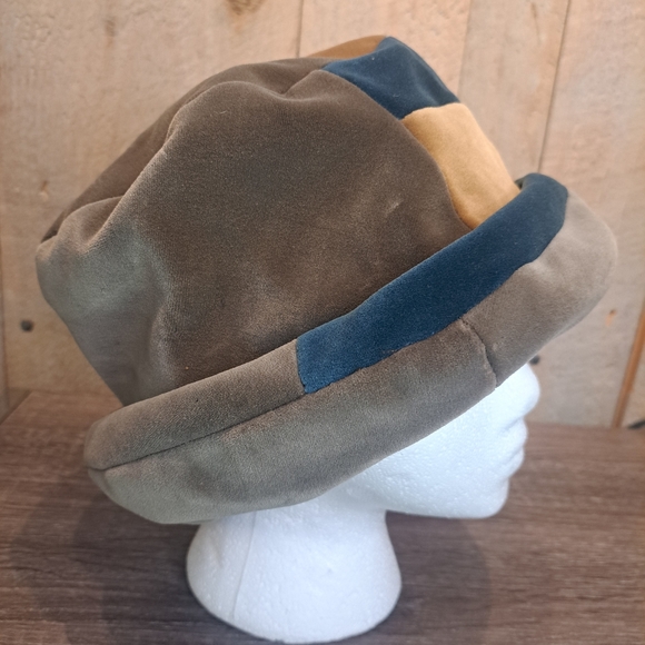 Laurie Ramona Vintage Bucket Hat Velvet Patchwork Multicolored Unisex Y2K Hat - Picture 5 of 14